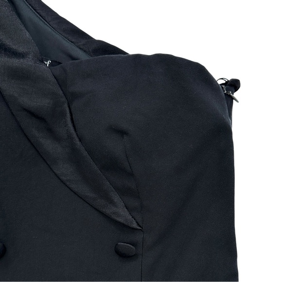 Zara Black One Shoulder Tuxedo Blazer Style Cocktail Mini Dress sz M - Picture 4 of 9